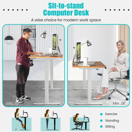 Electric Height Adjustable Standing Desk with Memory Controller-Coffee