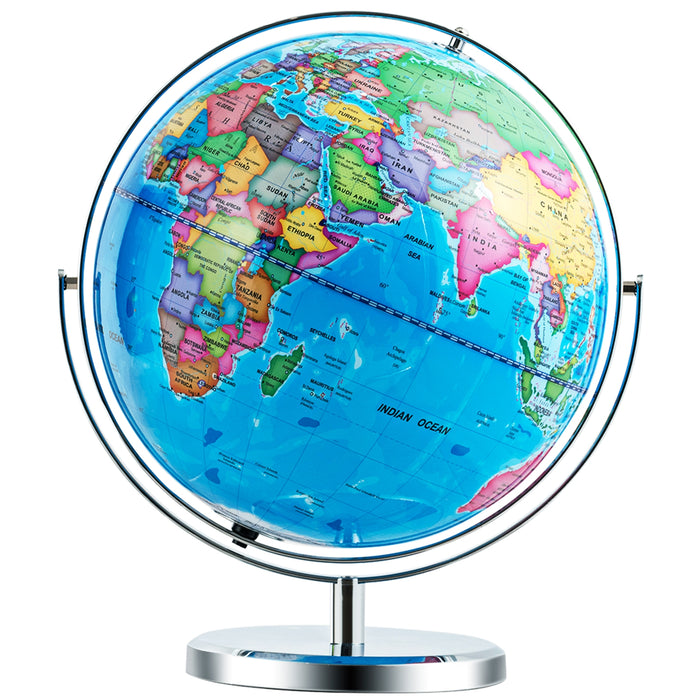 13 Inch Illuminated World Globe 720Â° Rotating Map with LED Light