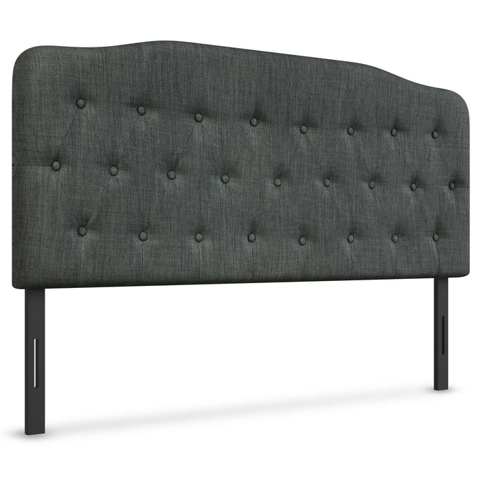 Queen Upholstered Headboard with Adjustable Heights-Dark Gray