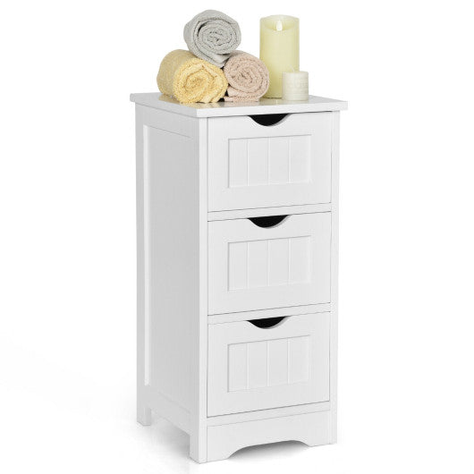 Bathroom Wooden Free Standing Storage Side Floor Cabinet Organizer-3-Tier.