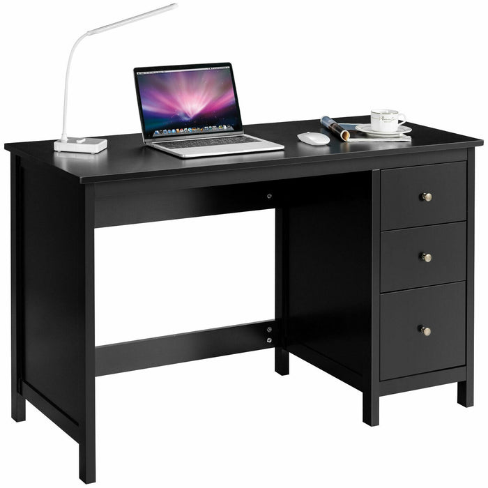 3-Drawer Home Office Study Computer Desk with Spacious Desktop-Black