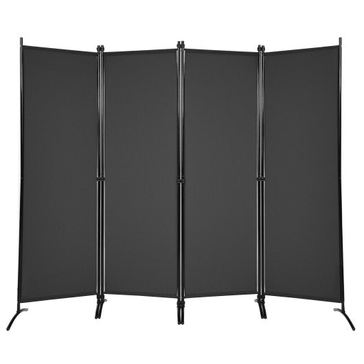 4-Panel  Room Divider with Steel Frame-Black