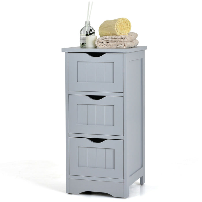 Bathroom Floor Freestanding Storage Organizer with 3 Drawers-Gray