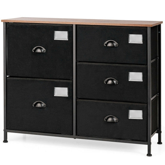 5-Drawer Storage Dresser for Bedroom Closet Entryway-Black