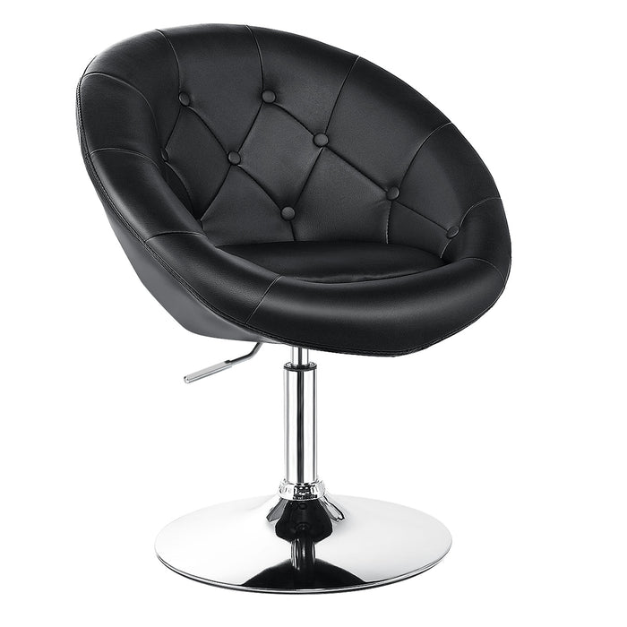 1 Piece Modern Adjustable Swivel Round PU Leather Chair-Black