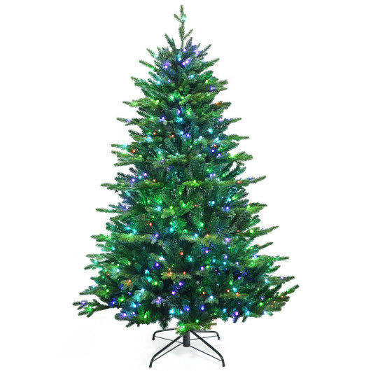 Pre-lit Artificial Hinged Christmas Tree with APP Controlled LED Lights-6 ft