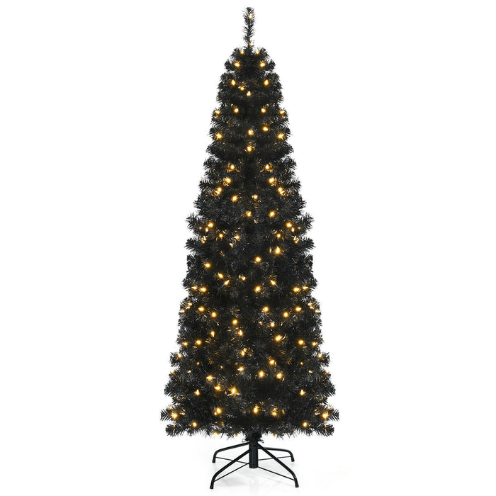 Pre-lit Christmas Halloween Tree with PVC Branch Tips and Warm White Lights-6 ft