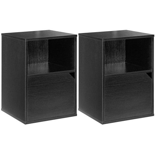 Set of 2 Nightstands Side End Table for Living Room-Black