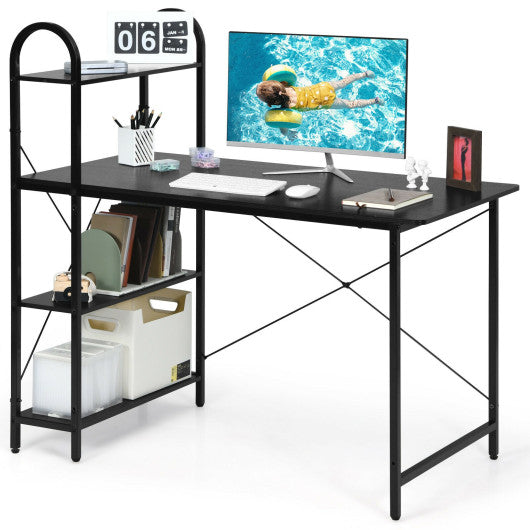 48-Inch Reversible Computer Desk with Storage Shelf-Black