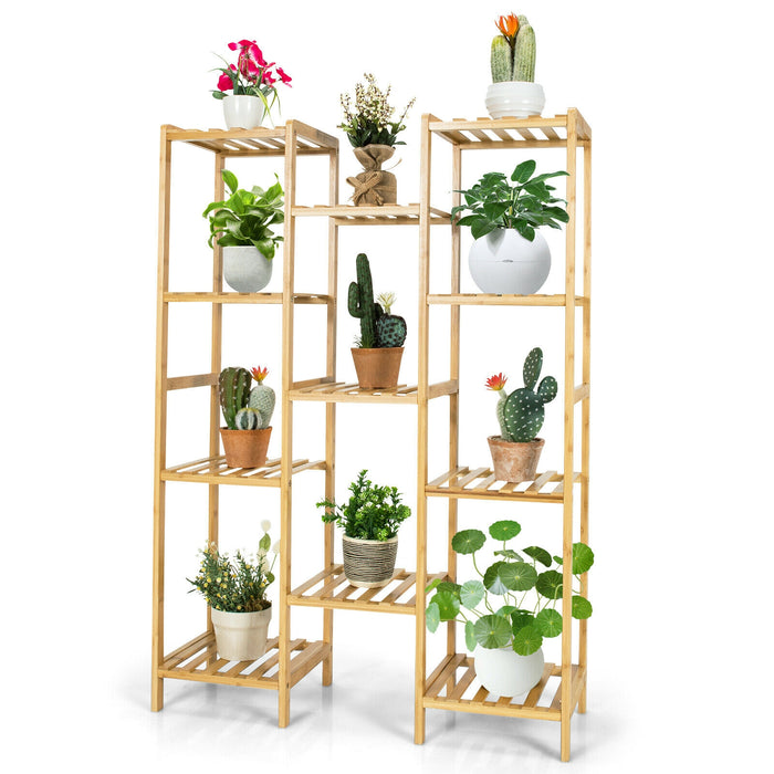 9/11-Tier Bamboo Plant Stand for Living Room Balcony Garden-11-Tier