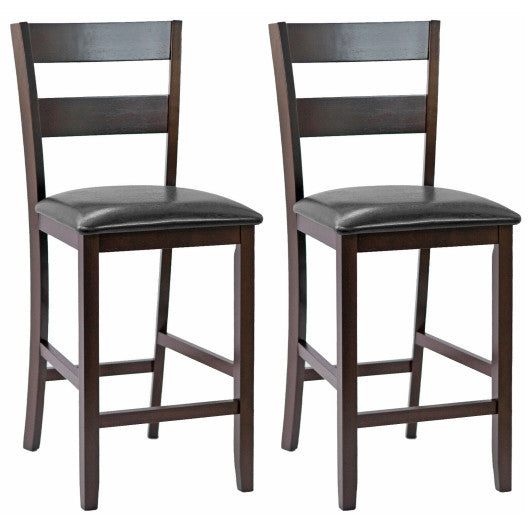 2-Pieces Upholstered Bar Stools Counter Height Chairs with PU Leather Cover