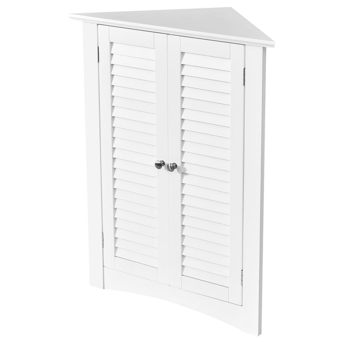 Adjustable Corner Storage Cabinet with Shutter Doors-White