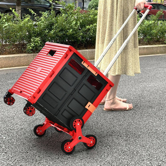 Costway Foldable Utility Cart for Travel and Shopping-Red