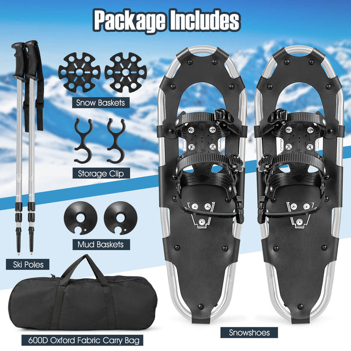 21/25/30 Inch 4-in-1 Lightweight Terrain Snowshoes with Flexible Pivot System-21 inches