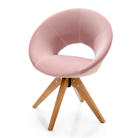 Swivel Accent Chair with Oversized Upholstered Seat for Home Office-Pink