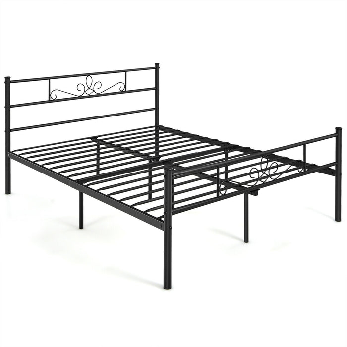 Twin/Full/Queen Size Metal Bed Frame with Headboard and Footboard-Full Size