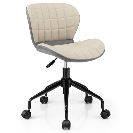 Mid Back Height Adjustable Swivel Office Chair with PU Leather-Gray