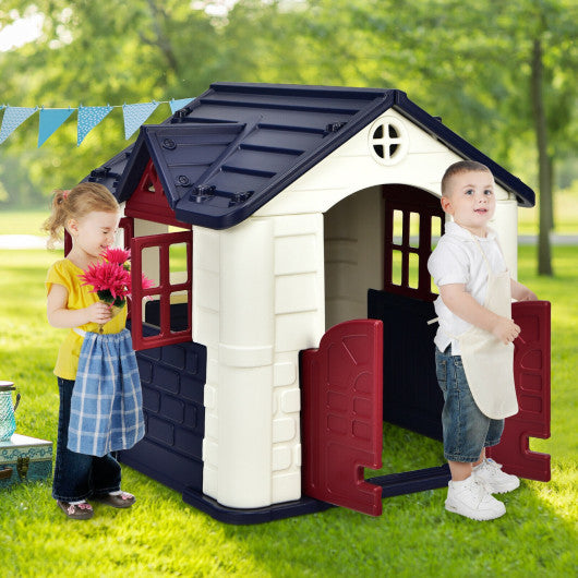 Kidâ€™s Playhouse Pretend Toy House For Boys and Girls 7 Pieces Toy Set-Blue