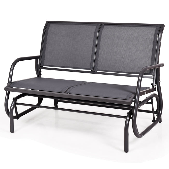 Swing Glider Chair 48 Inch Loveseat Rocker Lounge Backyard-Gray