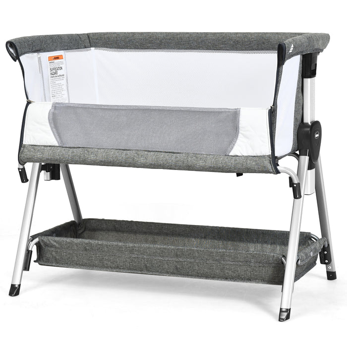 Adjustable Baby Bedside Crib with Large Storage-Dark Gray