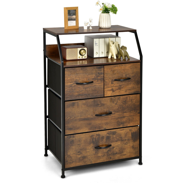 Freestanding Cabinet Dresser with Wooden Top Shelves-L