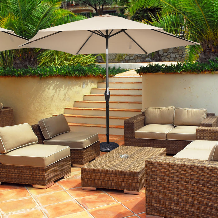 10 Feet Outdoor Patio Umbrella with Tilt Adjustment and Crank-beige