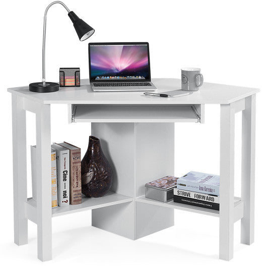 Wooden Study Computer Corner Desk with Drawer-White