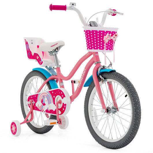 Kids Bicycle with Training Wheels and Basket for Boys and Girls Age 3-9 Years-18 inches