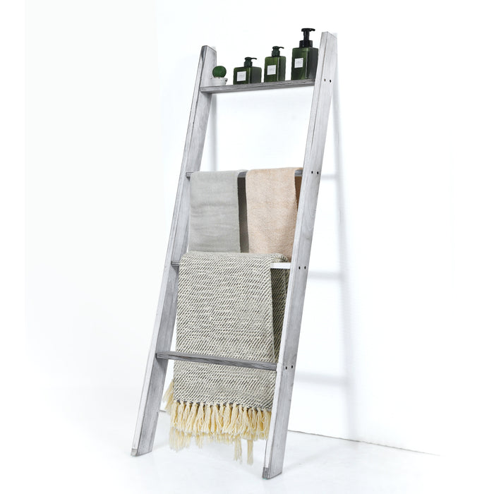 4-Tier Wall Leaning Ladder Shelf Stand-Gray