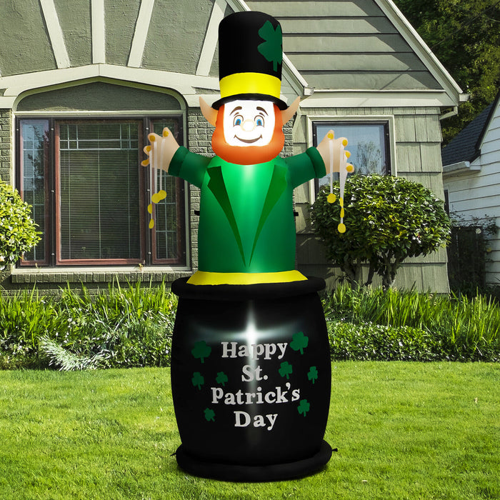 6 Feet St Patrick's Day Inflatables Leprechaun Irish Day Decoration with LED Lights