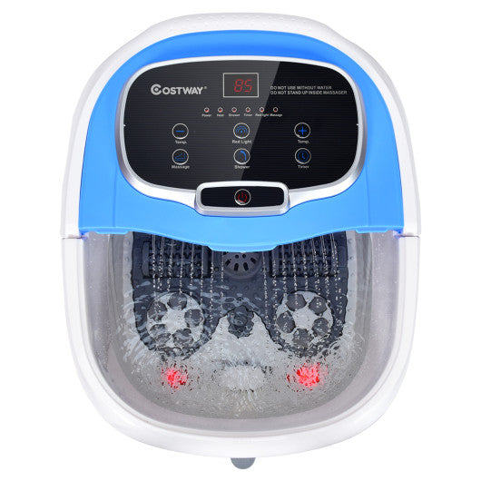 Portable All-In-One Heated Foot Bubble Spa Bath Motorized Massager-Blue