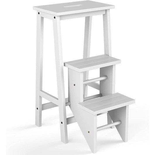 3 Tier Step Stool 3 in 1 Folding Ladder Bench-White