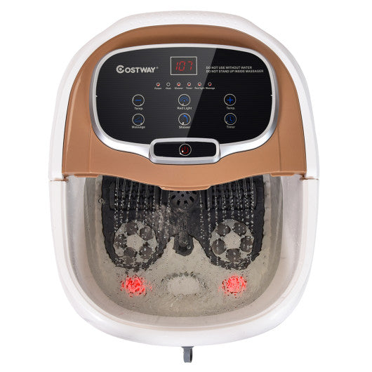 Portable All-In-One Heated Foot Bubble Spa Bath Motorized Massager-Coffee