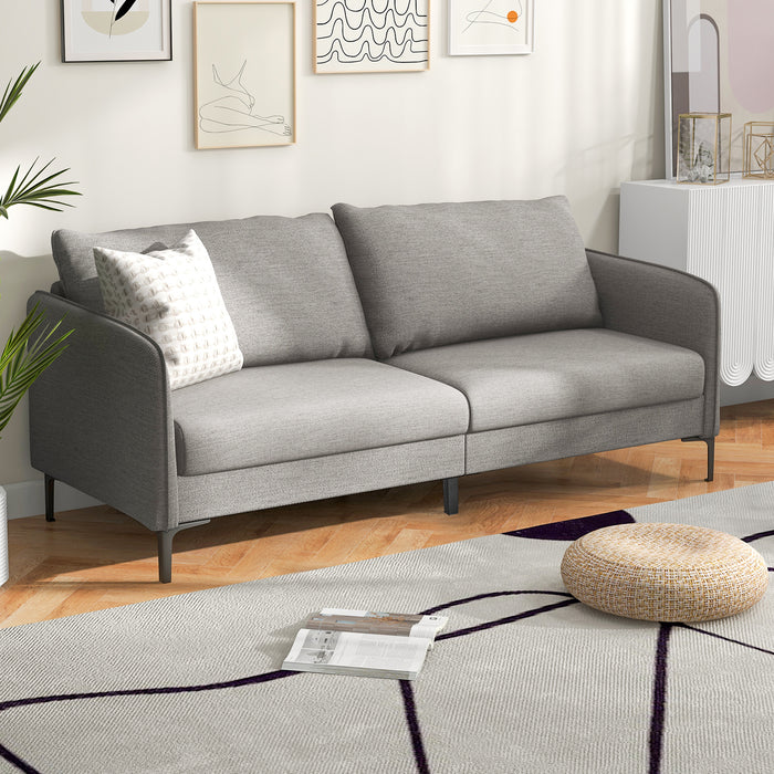 Modern 76 Inch Loveseat Sofa Couch for Apartment Dorm with Metal Legs-Gray