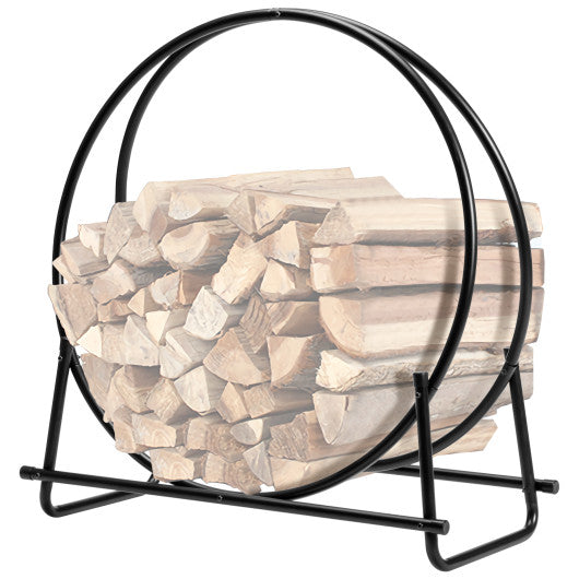 30-Inch Tubular Steel Log Hoop Firewood Storage Rack