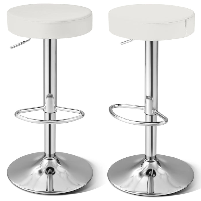 1 PC Round Bar Stool Adjustable Swivel Pub Chair-White