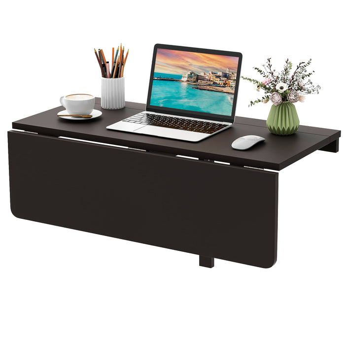 31.5 x 23.5 Inch Wall Mounted Folding Table for Small Spaces-Brown