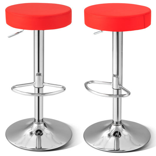 1 PC Round Bar Stool Adjustable Swivel Pub Chair-Red