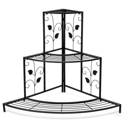 3 Tier Floral Corner Metal Plant Pot Rack