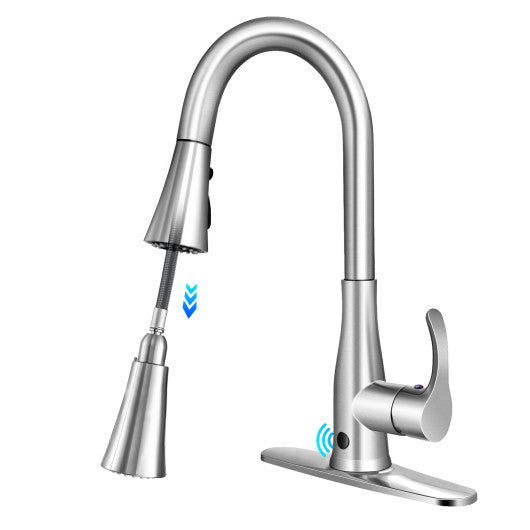 Touchless Kitchen Faucet with 360Â° Swivel Single Handle Sensor and 3 Mode Sprayer