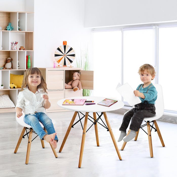 Kid's Modern Dining Table Set with 2 Armless Chairs