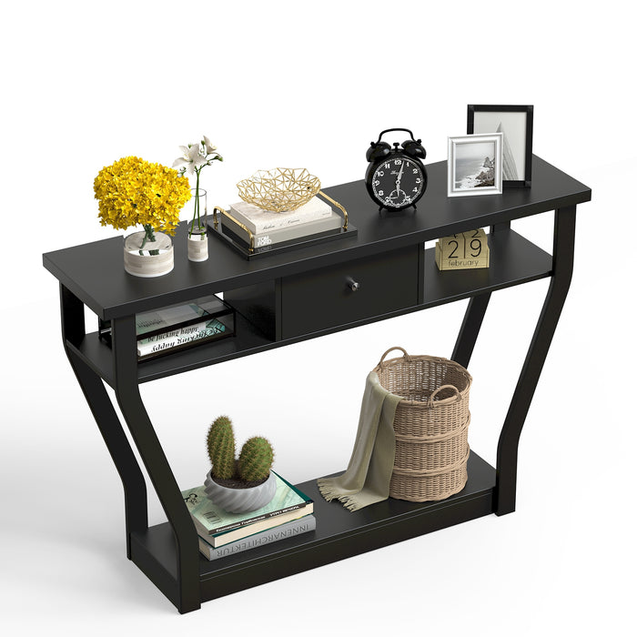 Curved Frame Modern Console Table with Storage Drawer for Entryway