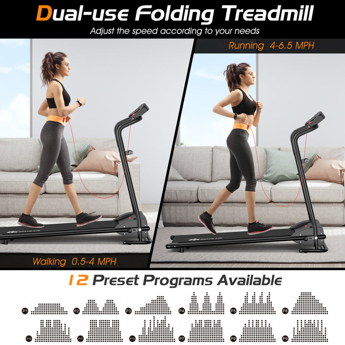 1.0 HP Electric Mobile Power Foldable Treadmill with Operation Display for Home