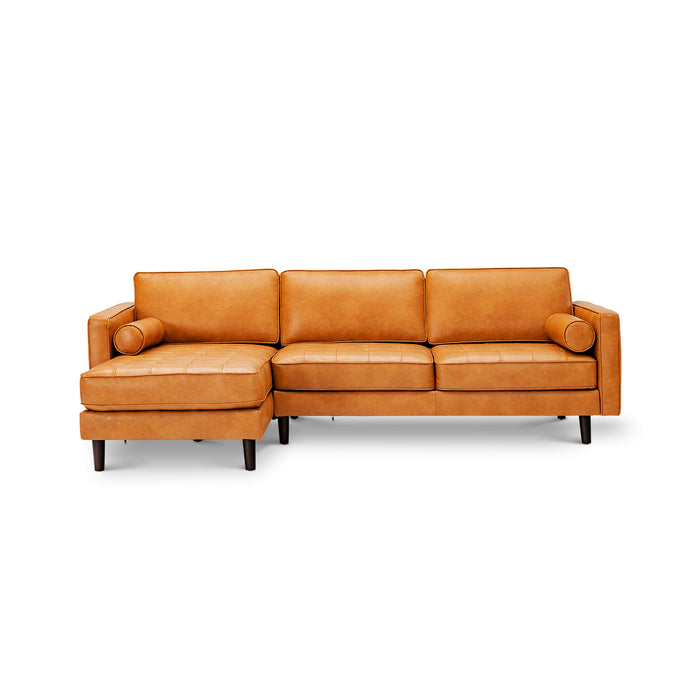 3-Seat L-Shaped Sectional Sofa Couch for Living Room-Brown