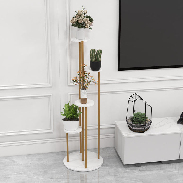 4-Tier 48.5 Inch Metal Plant Stand-White