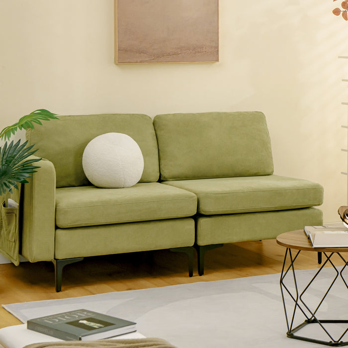 Modular L-shaped Sectional Sofa with Reversible Chaise and 2 USB Ports-Green