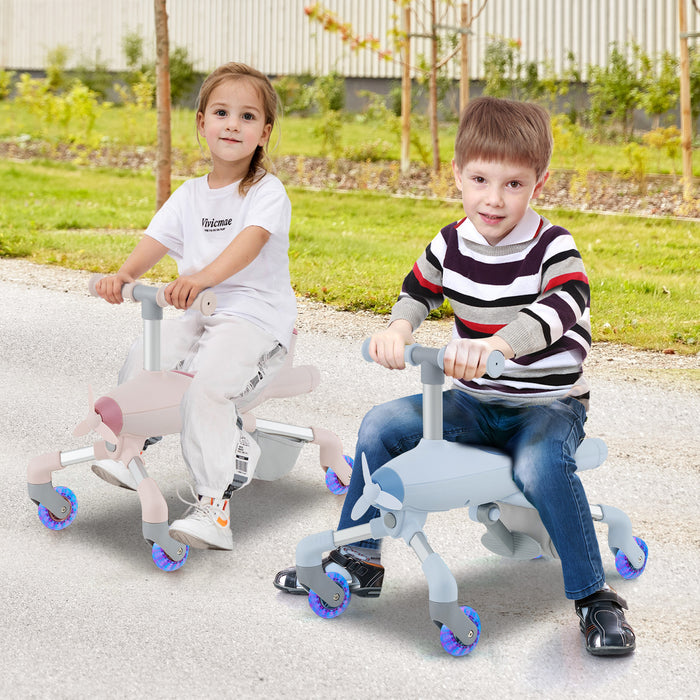 2-in-1 Kids Ride-on Push Car with LED Lighted Wheels-Navy