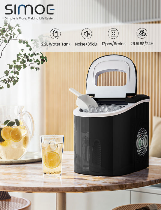 Mini Portable Compact Electric Ice Maker Machine-Black