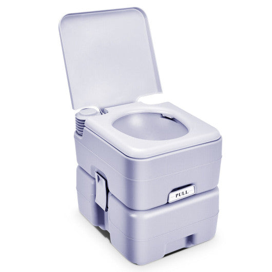 5.3 Gallon Portable Toilet with Waste Tank and Built-in Rotating Spout-Gray