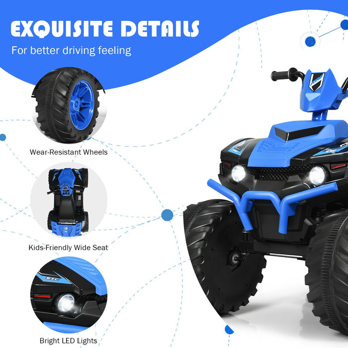 12V Kids Ride on ATV with LED Lights and Treaded Tires and LED lights-Navy